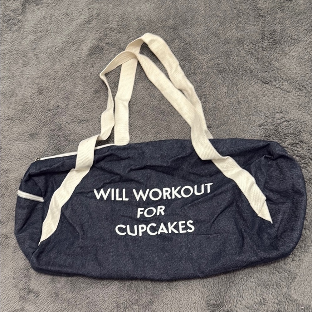 Stylish Navy Shoulder Bag with Fun Slogan